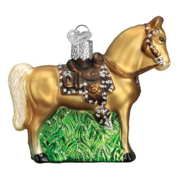 Western Horse Ornament Glass Handcrafted By Merck Familys Old World Christmas Wi - Picture 2 of 10